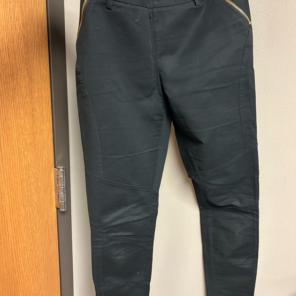 Black Pants with Gold Zipper Accents